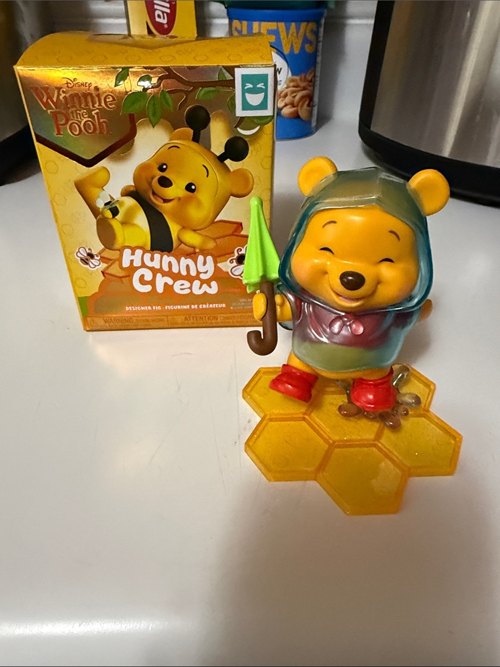 Disney Winnie the Pooh Green Hooded Figure with Yellow Honey Base